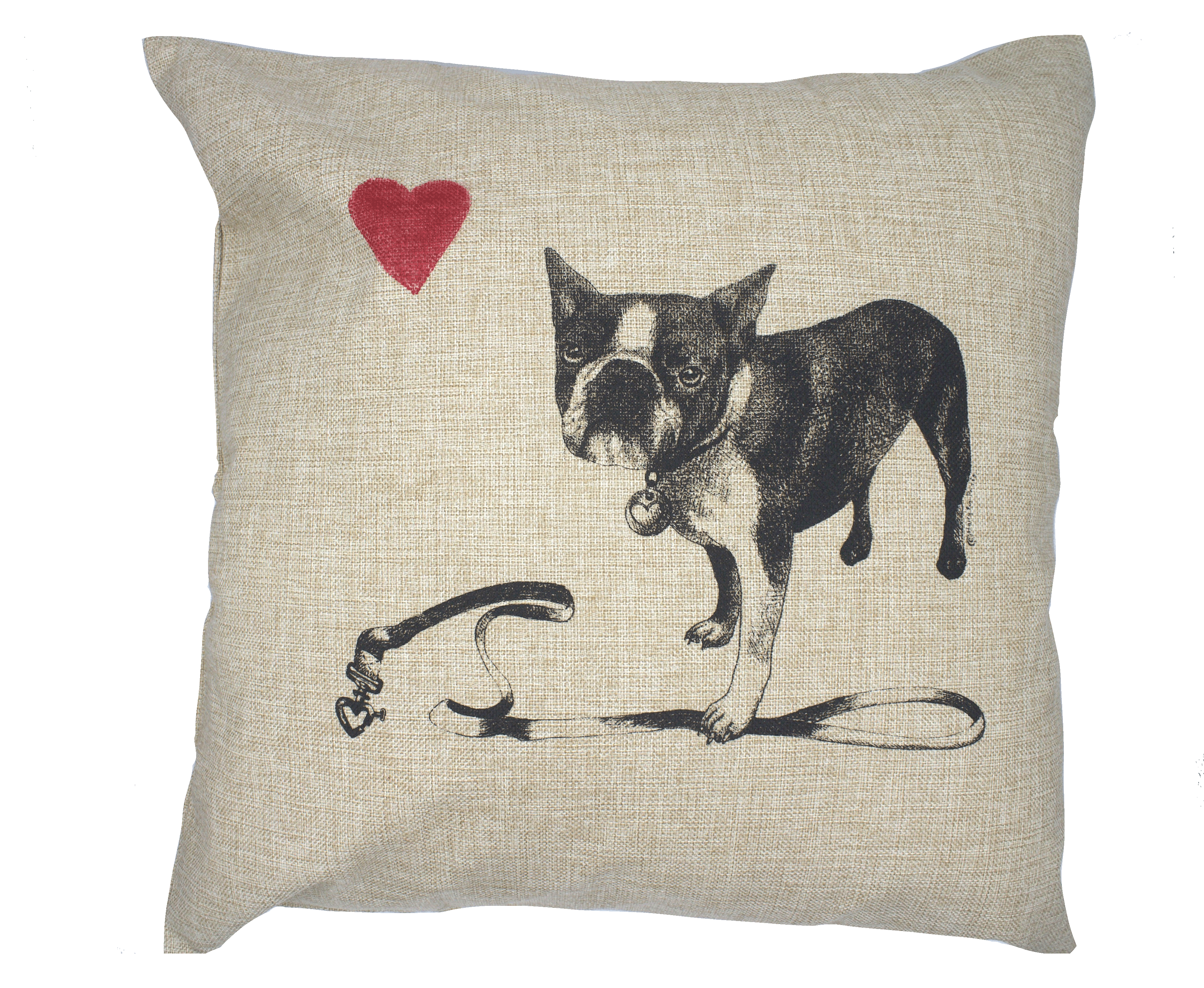French Bulldog Pillow, 100% linen, printed by hand