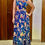 Thumbnail: Blue crepe gown with attached sleeves and belt