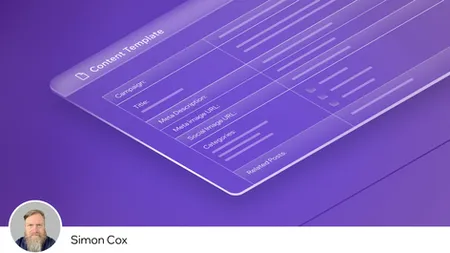 a graphic of a content template with an author image Simon Cox