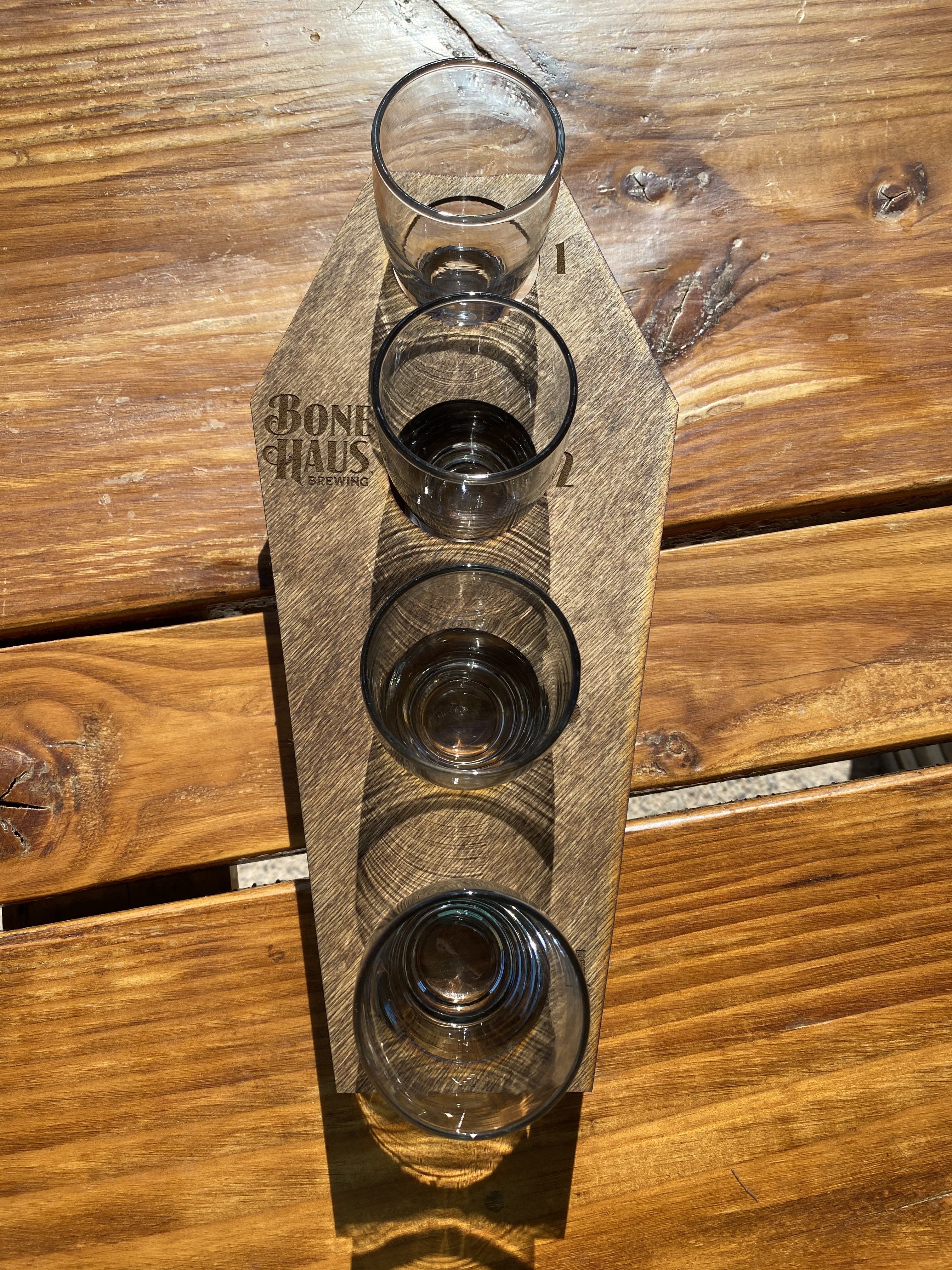 Bone Haus Brewing Flight Board & Glasses