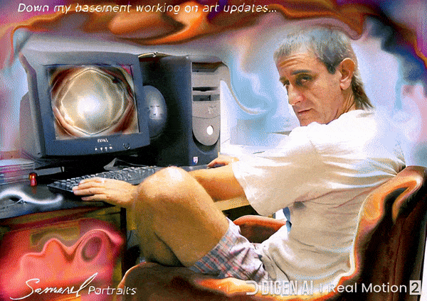 Samarel the erotic artist by his computer - AI video