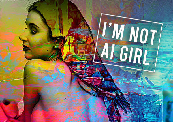 A woman painted by human artist, not AI girl