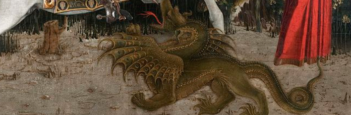 painting of old snap the dragon slain by st george