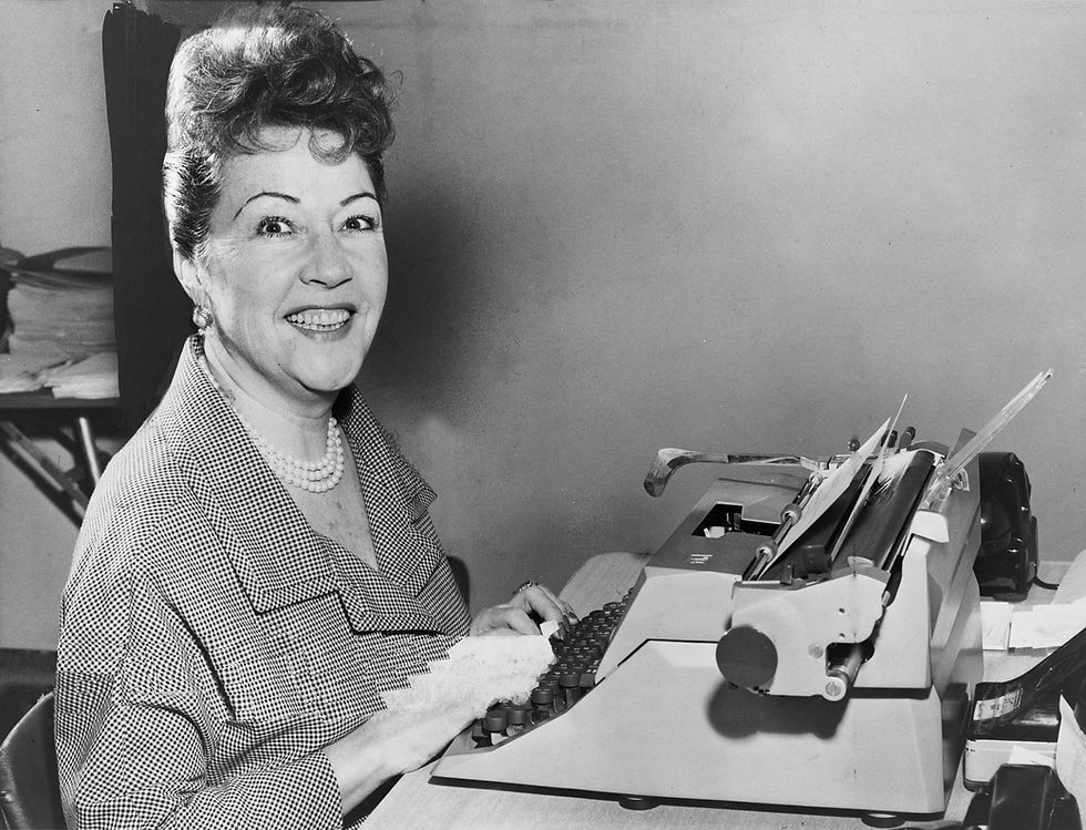 Ethel Merman at her typewriter