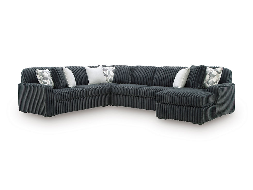 Thumbnail: Midnight-Madness 4-Piece Sectional with Chaise - Gunmetal