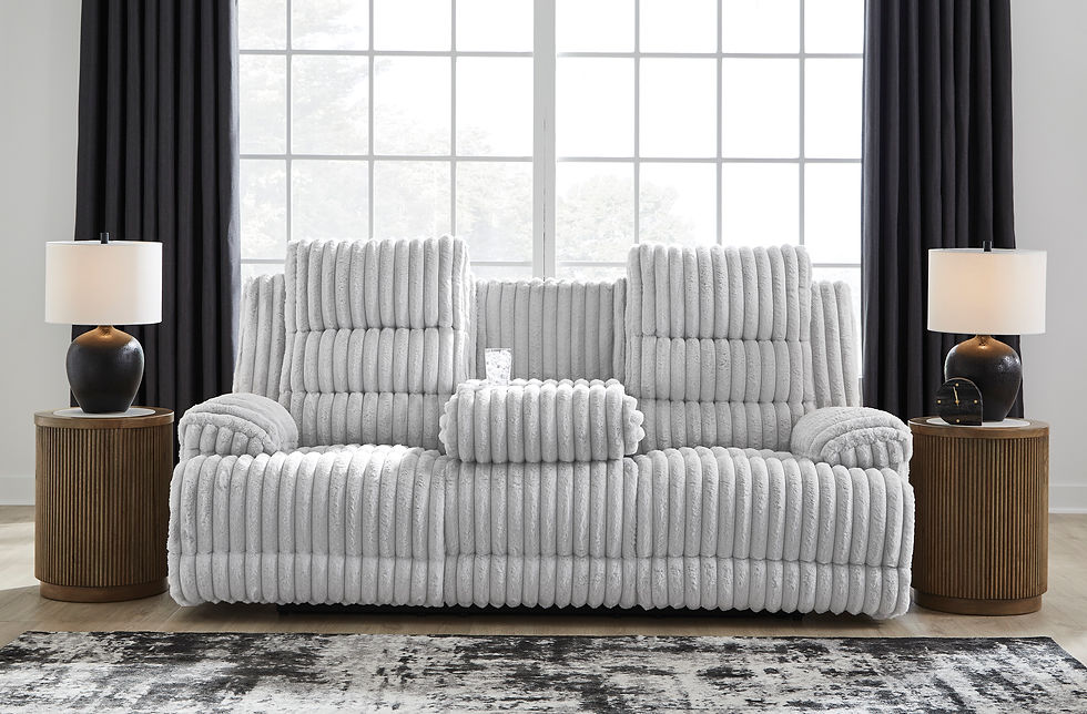 Thumbnail: Rhines Falls Power Reclining Sofa and Loveseat - Alloy