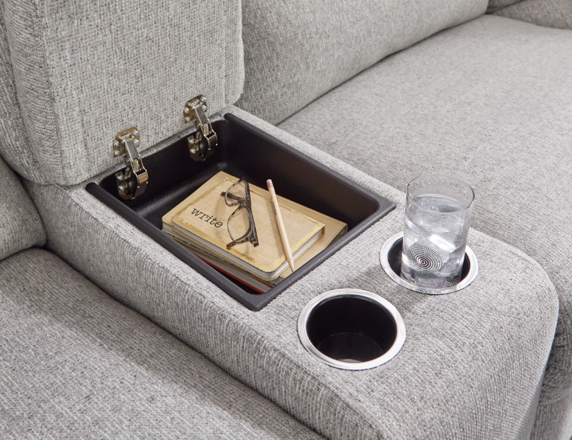 Thumbnail: Acklen Place 3-Piece Power Reclining Sectional with Chaise and Console - Pewter