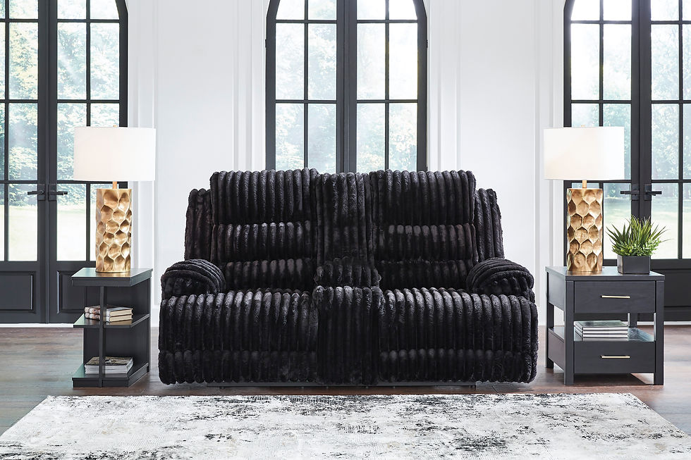 Thumbnail: Rhines Falls Power Reclining Sofa and Loveseat - Onyx