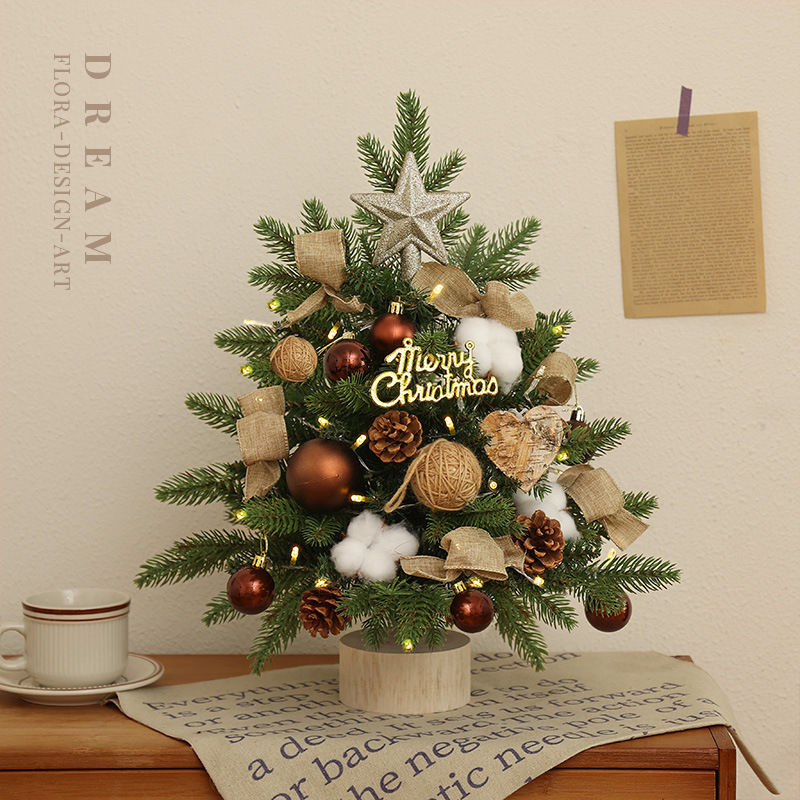 45cm Gold Mini Christmas Tree with Christmas Ornaments  for Tabletop Indor