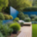 blue painted fence in a modern garden.jpg