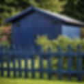 shed and fence stained dark blue country garden.jpg