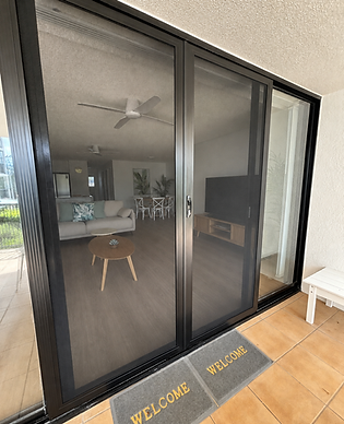 Black security screen sliding doors | Security Screens Sunshine Coast