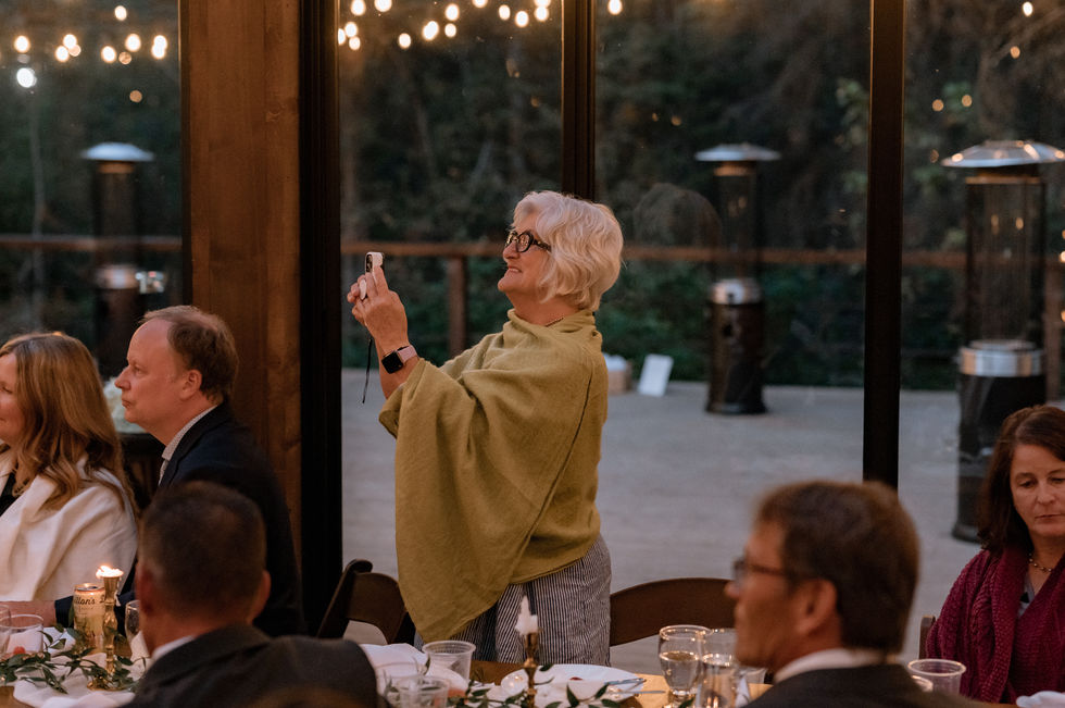 Wedding guest enjoying an evening reception at The Valley in Alberta.
