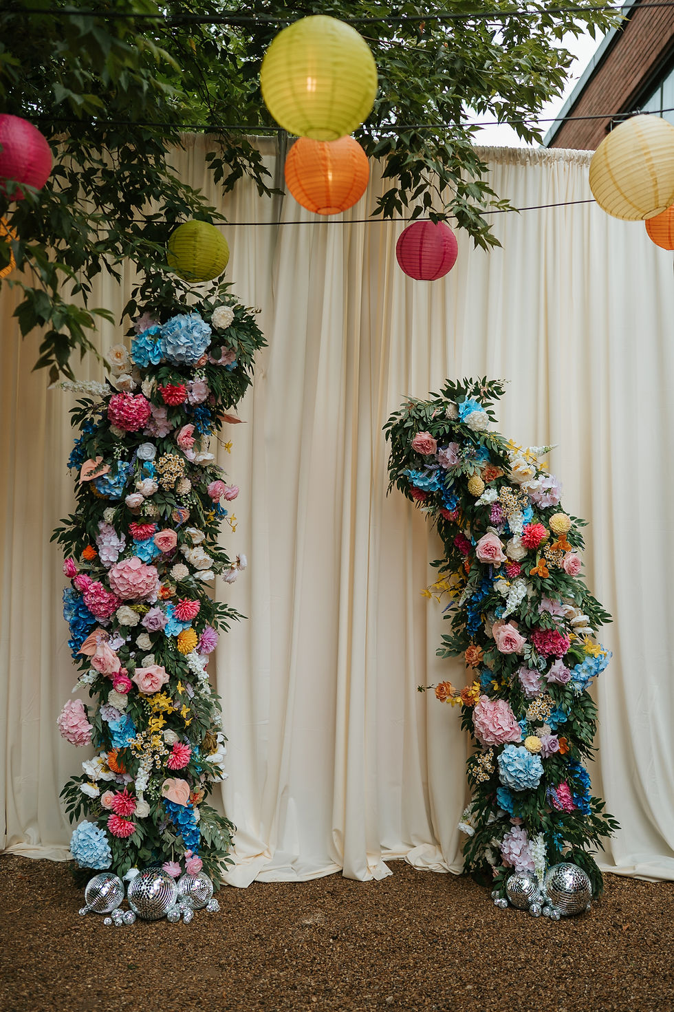Custom made floral arch as ceremony focal point
