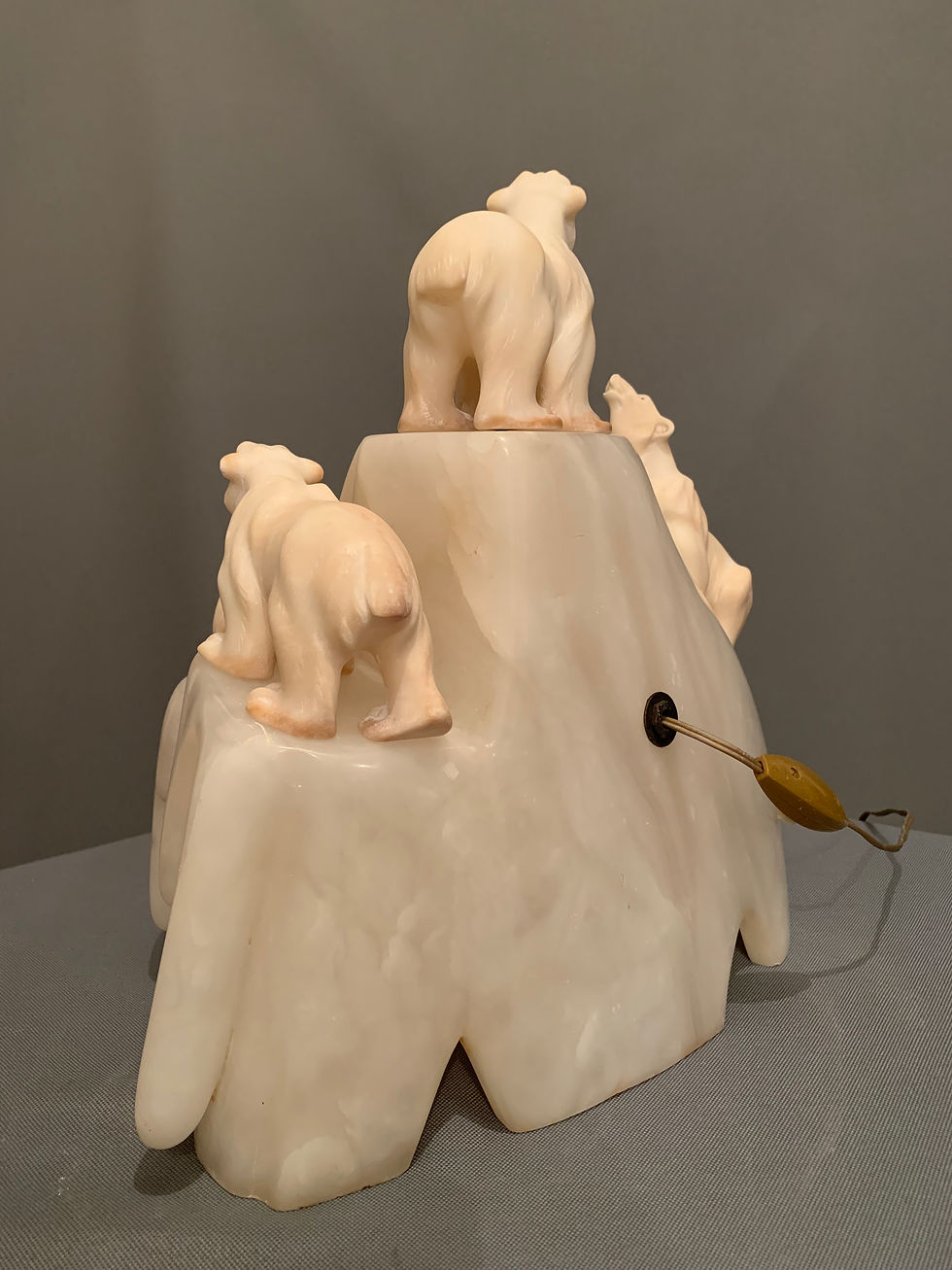 Miniature : Lampe Art-Déco aux Ours Polaires en Albâtre