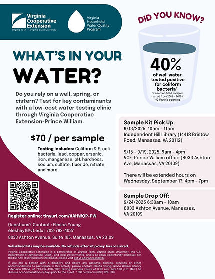 Flyer for Well Water Clinic