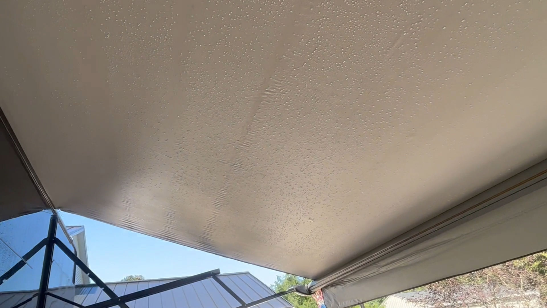 underside of clean rv awning