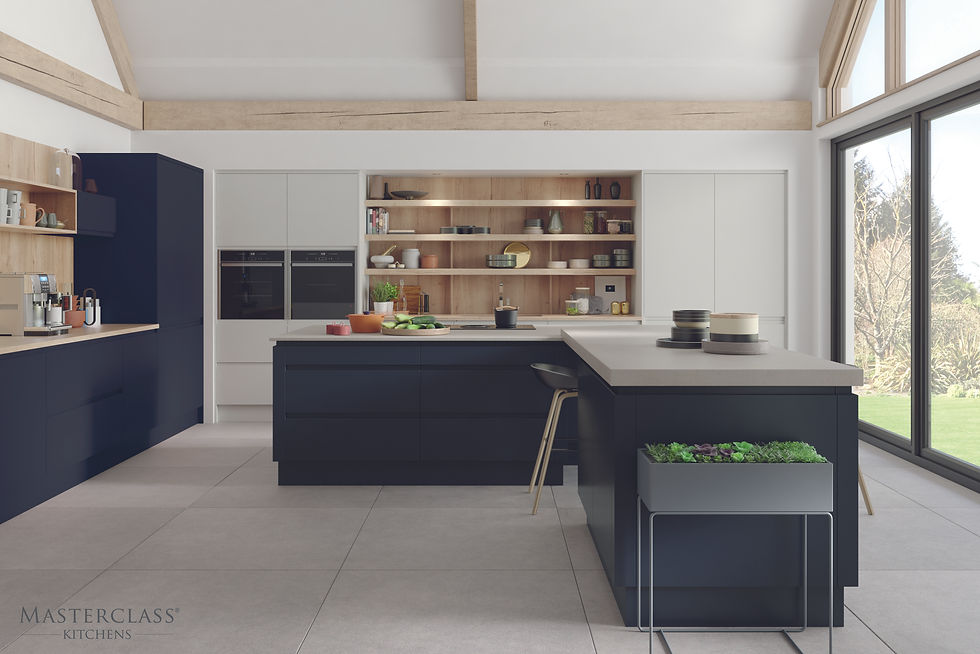 Masterclass Roma Oxford Blue J-Pull modern kitchen