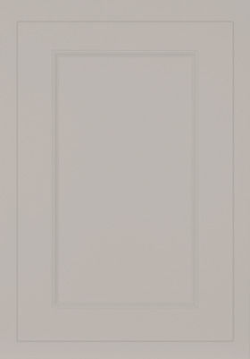 Warm grey shaker kitchen door with painted finish.