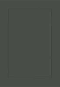 Dark warm green shaker kitchen door with painted finish.