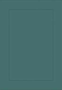 Teal green shaker kitchen door with painted finish.