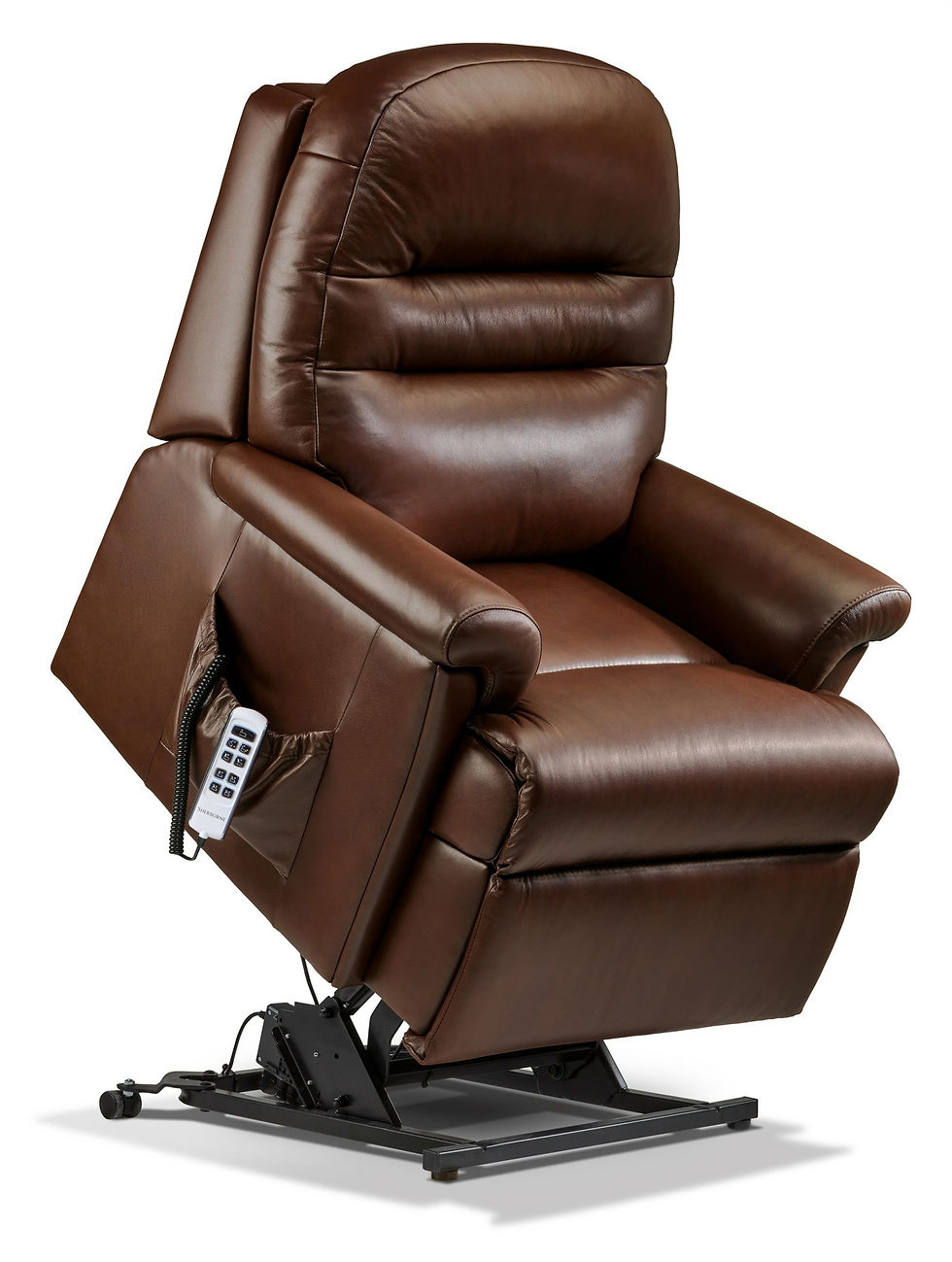 Thumbnail: Beaumont electric riser recliner in brown Leather