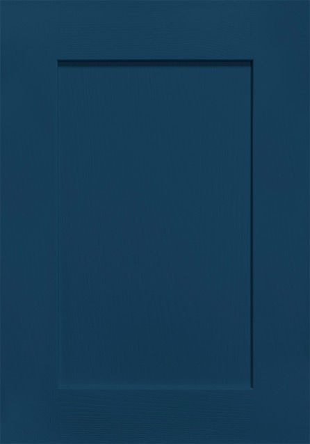Dark royal blue shaker kitchen door with painted finish.