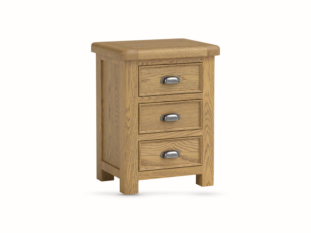 Dorchester Oak 3 drawer bedside table cabinet