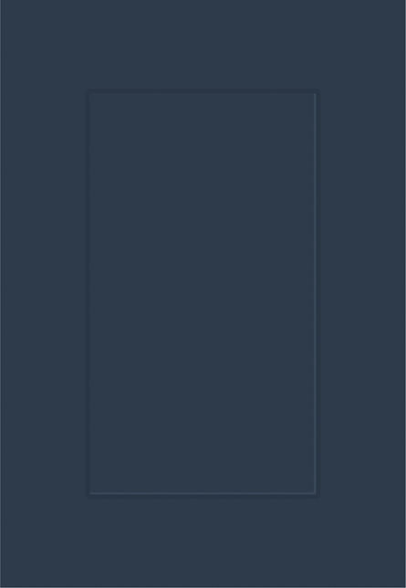 Dark blue shaker kitchen door with silk painted finish.