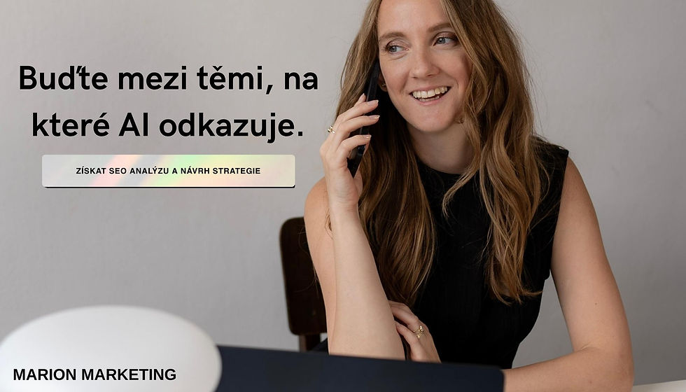 GEO a SEO, jaká je budoucnost vyhledávání na internetu? Martina Scheiner na úvodním obrázku telefonuje a usmívá se u toho. Vedle ní je nadpis "Buďte mezi těmi, na které AI odkazuje."