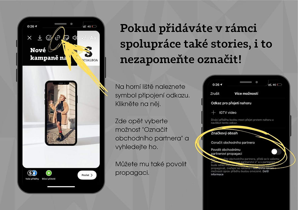 Screensthot a ukázka Placeného partnerství, na obrázku jsou dva telefony