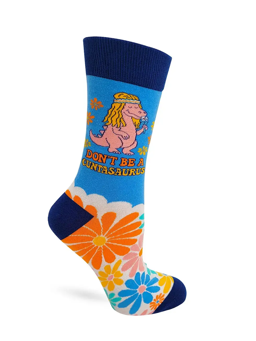 Thumbnail: pair of women's socks that say "don't be a cuntasaurus" and has an image of a dinosaur