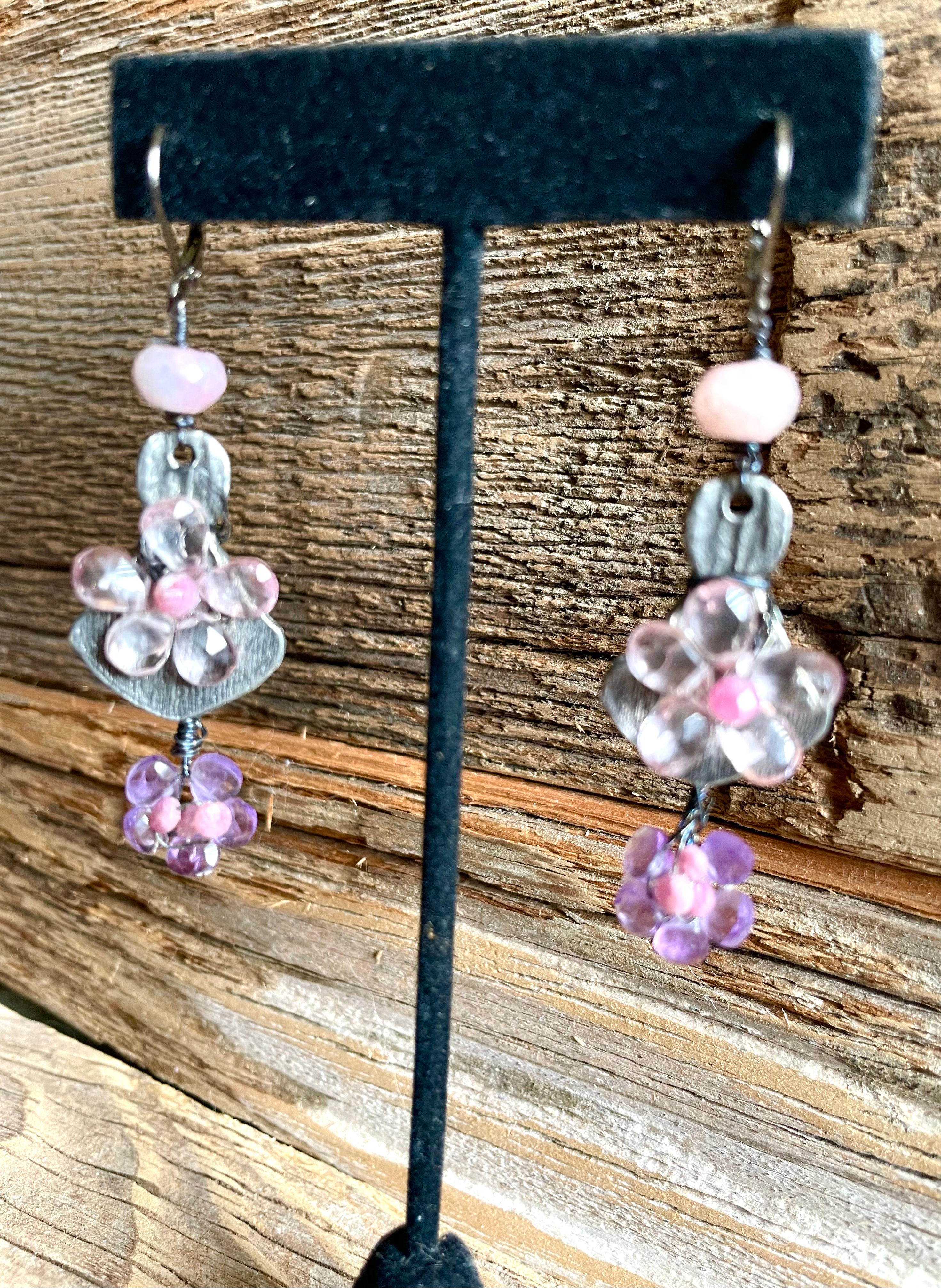 "Amelia" - Ametrine, Tourmaline and Rose Quartz earrings.