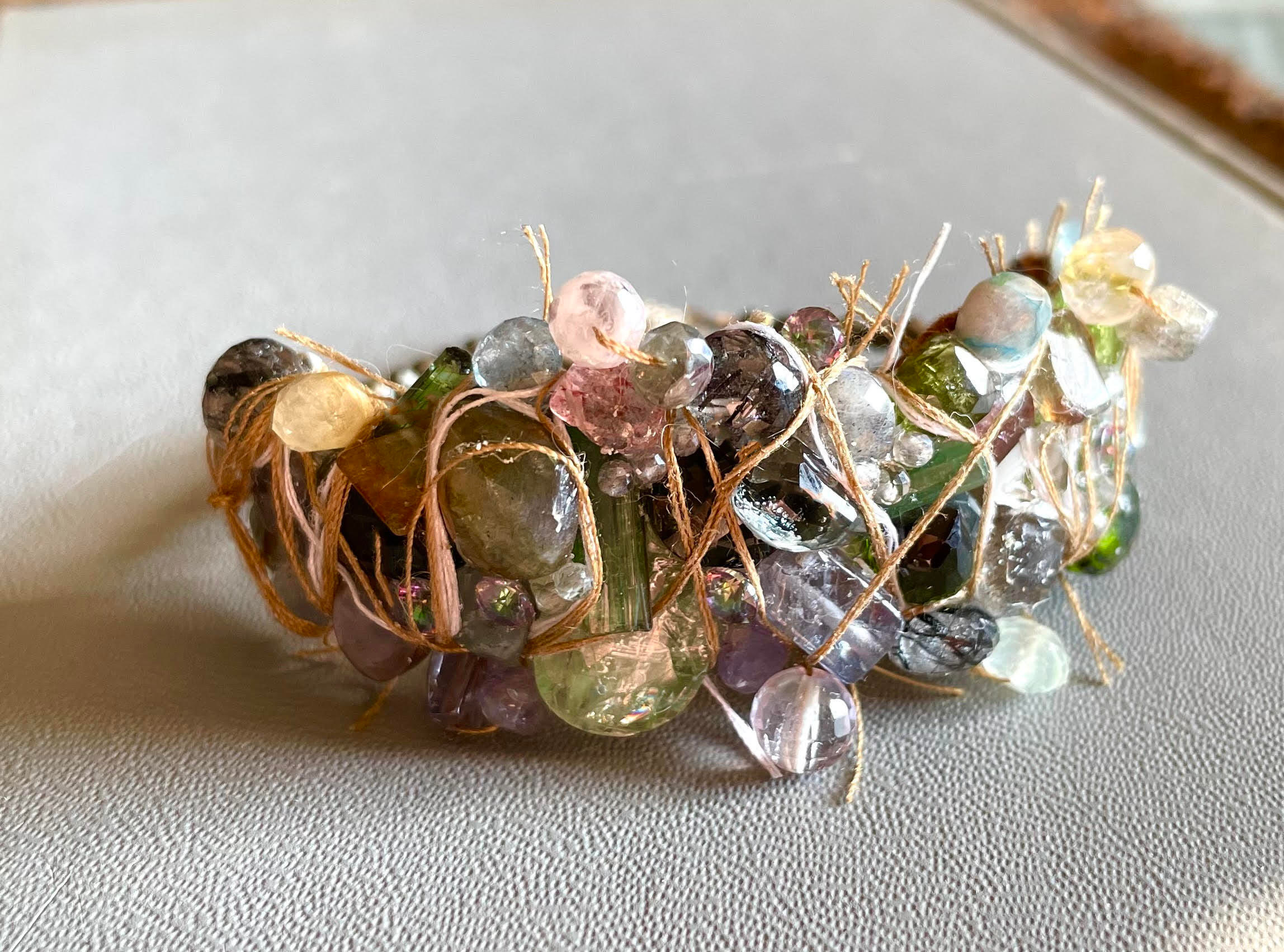 "Penny" - Labradorite, Topaz, Kyanite, Rutilated Quartz and Pyrite bracelet.