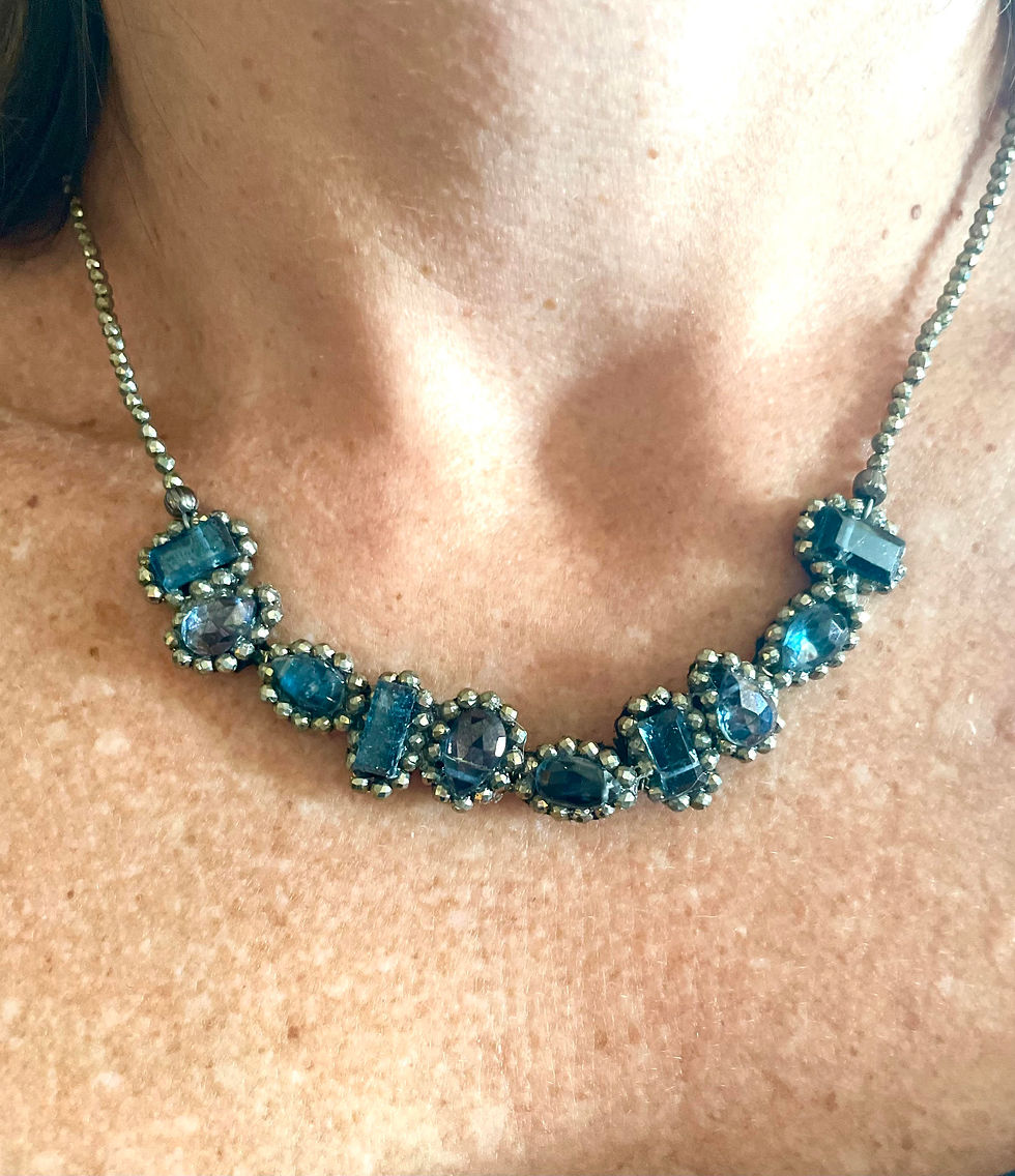 Thumbnail: "Tatum" - Topaz, Iolite and Pyrite necklace.