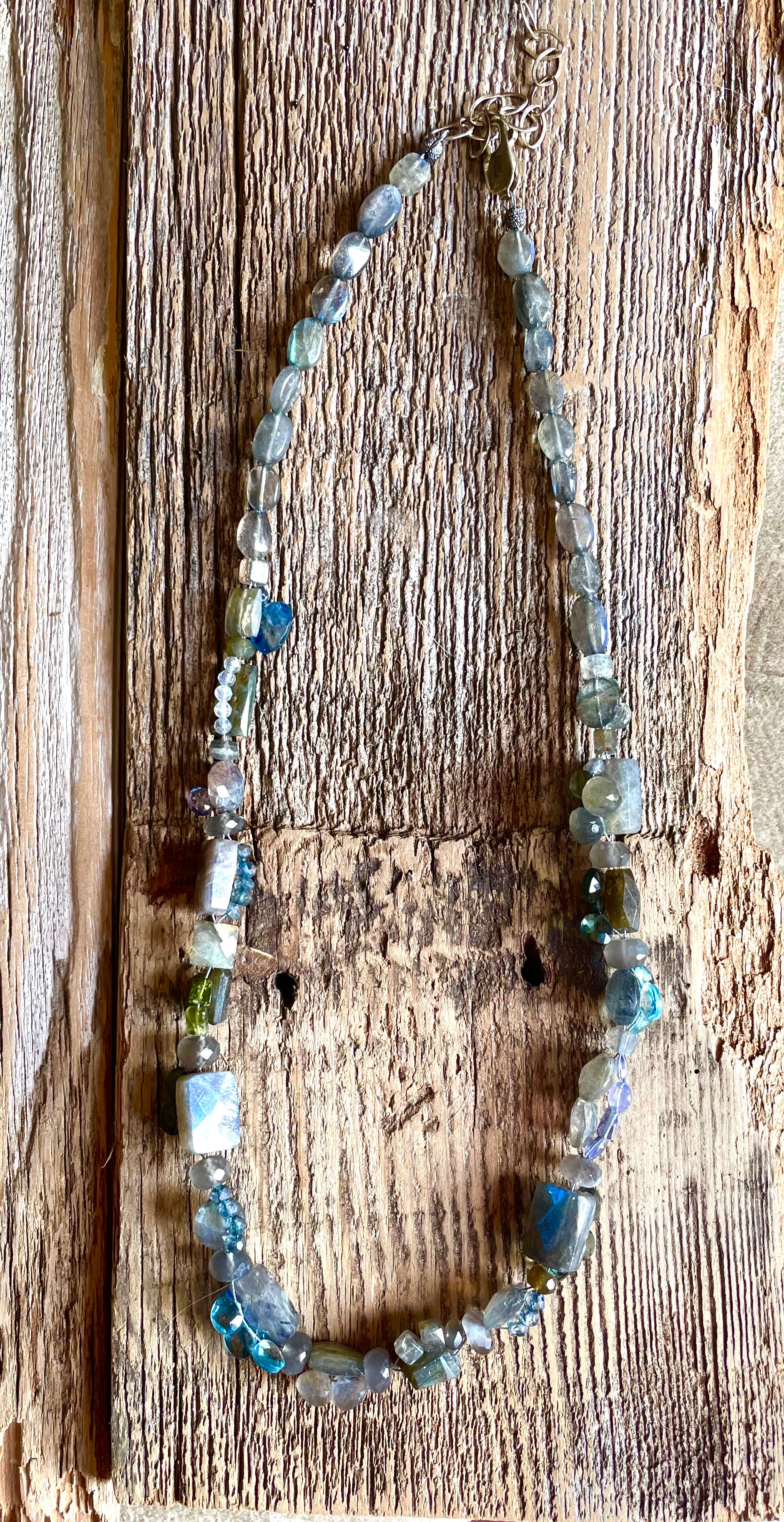 "Daphne" - Labradorite, Blue Topaz and Aquamarine necklace.