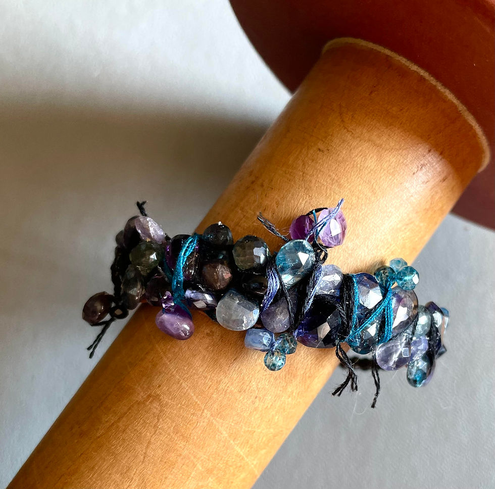 Thumbnail: "Tegan" - Iolite, Topaz, Amethyst, Kyanite and Spinel bracelet.