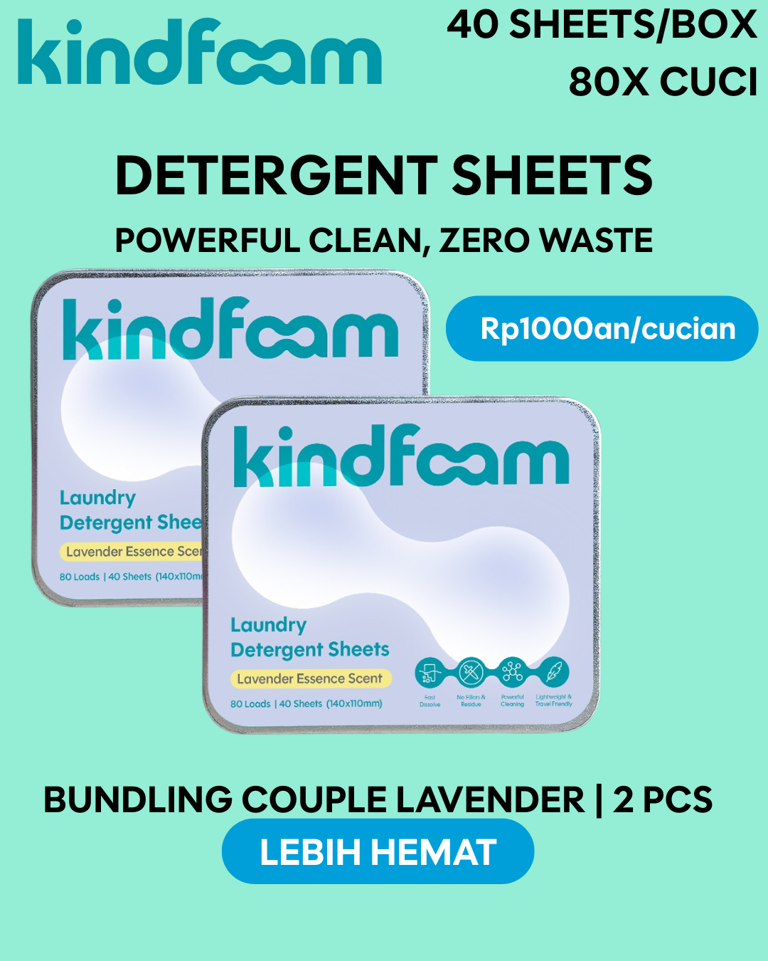 BUNDLING 2 PCS | Lavender Essence | 40 Sheets/Box | 80X Cuci