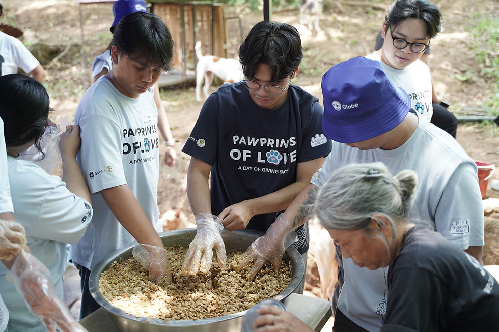 Joining student volunteers in preparing food for the rescued animals at Pawssion Project Bulacan.