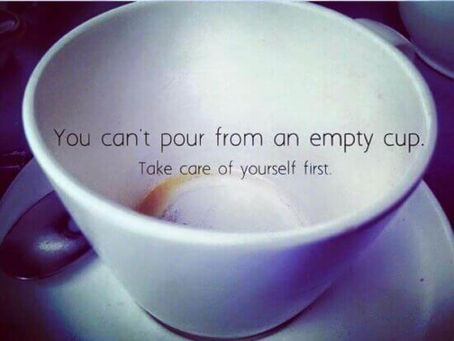 Empty cup gets refilled with vitamins and nutrients and minerals 
