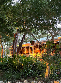 front of house at sunrise