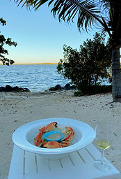 stone crabs and wine on the beach at sunset!