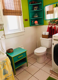 Cottage bathroom with washer and Dryer