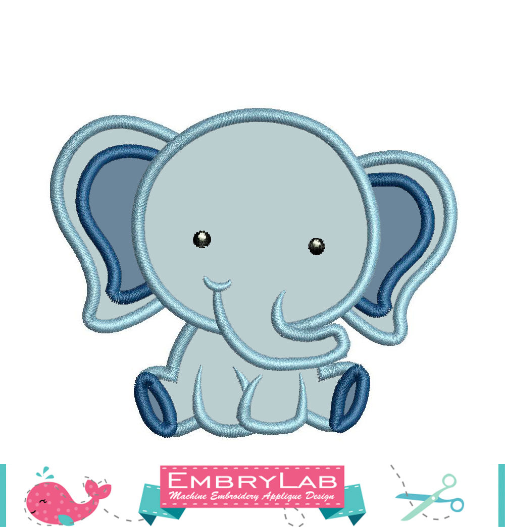Elephant Appliqué. Machine Embroidery Applique Design. Digital Download