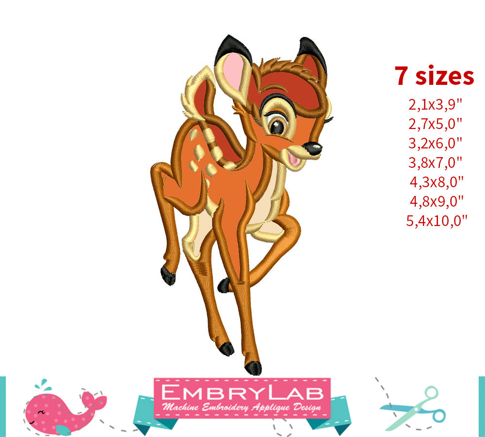 Bambi Appliqué. Bambi. Machine Embroidery Applique Design