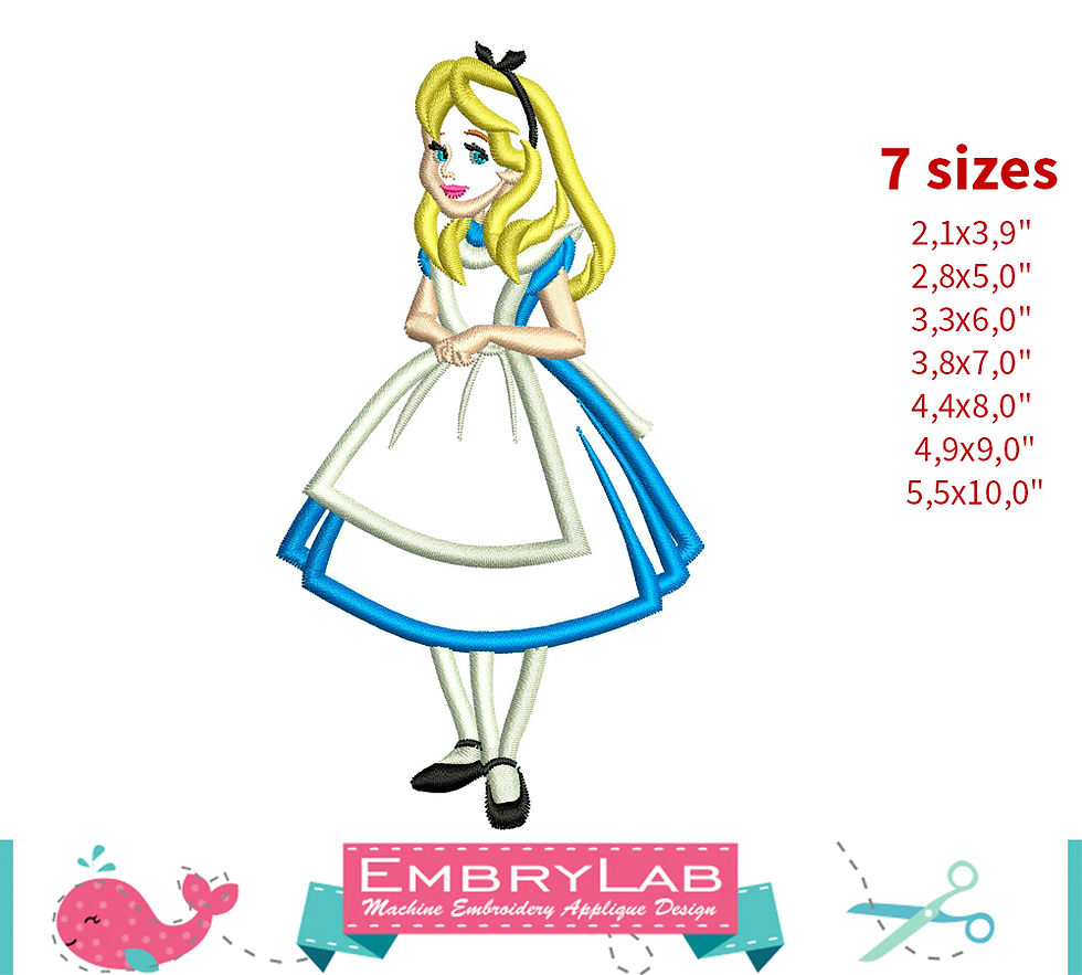 Thumbnail: Alice Appliqué Set. Alice In Wonderland. Machine Embroidery Applique Design