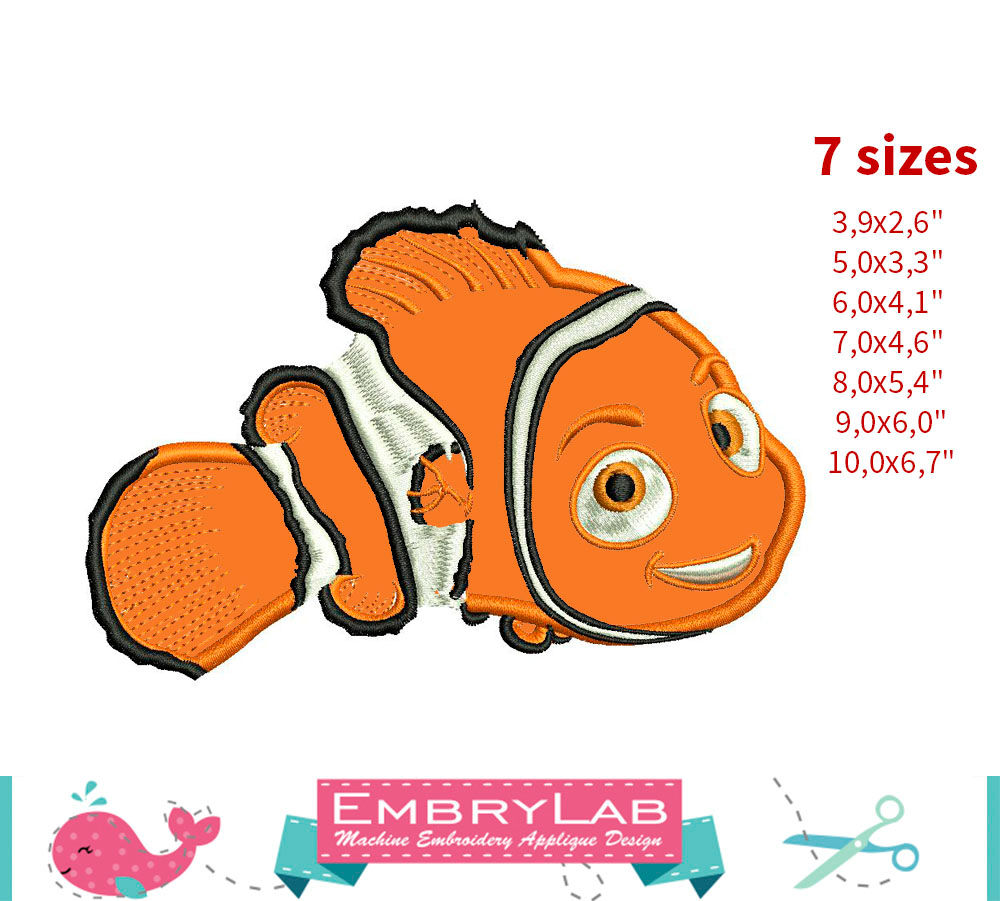 Nemo Appliqué. Finding Nemo. Machine Embroidery Applique Design