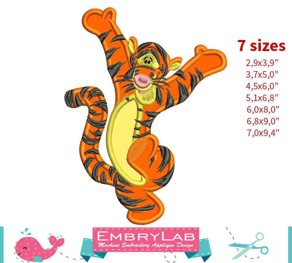 Tiger Appliqué. Winnie-The-Pooh. Machine Embroidery Applique De