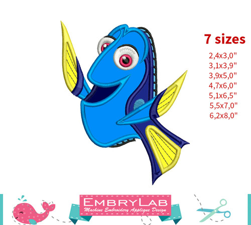 Dory Appliqué. Finding Dory. Machine Embroidery Applique Design