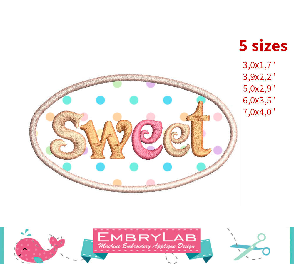 Sweet Appliqué. Machine Embroidery Applique Design. Digital Download